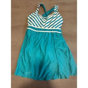 green white striped DANIFY  one piece swimsuit size large